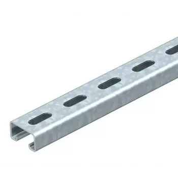 Șină de montaj profil C OBO Bettermann, 41x21 mm, cu fante, 2000 mm, oțel zincat la cald, lățime fantă 22 mm 1122933