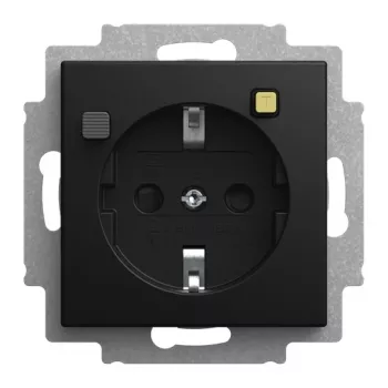 Priză Schuko cu întrerupător diferențial Busch-Jaeger FI-Schukomat, 16 A, 10 mA, montaj îngropat, negru mat 2CKA003116A0673