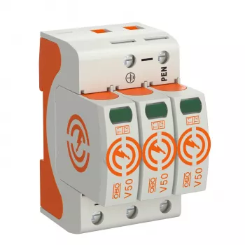 Descărcător de supratensiune OBO V50-3-280 CombiController, 3 poli, 280 V, tip 1+2, 5093511