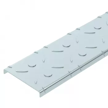Capac din tablă striată OBO Bettermann DBKR 100 FS pentru jgheaburi de cablu practicabile, 100x3000 mm, oțel, galvanizat în bandă (6049119)