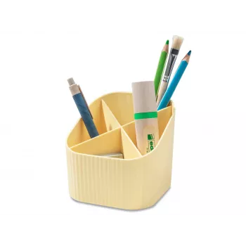 HAN X-LOOP Pen Holder Pastel Yellow Plastic 4 Compartments 111 x 111 x 105 mm 17238-815D