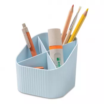 HAN X-LOOP Pen Holder, Pastel Blue, 4 Compartments, 11.1 x 11.1 x 10.5 cm 17238-884D