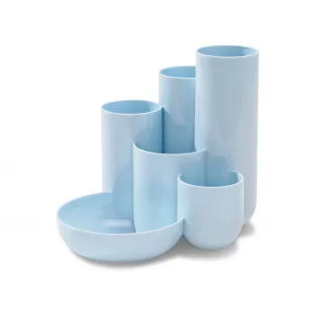 HAN CAMPUS Multi-Compartment Desk Organizer, 6 Compartments, Polystyrene, Pastel Blue, 5 Tubes & 1 Small Parts Tray 17480-884