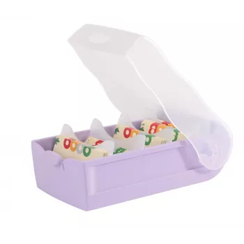 HAN CROCO A7 Landscape Flashcard Box, Pastel Purple Translucent Body with Clear Lid, Polypropylene, 1 Piece 997-887
