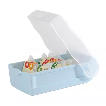 HAN CROCO Flashcard Box A8 Landscape, Pastel Blue Translucent Body with Clear Lid, Polypropylene 998-884