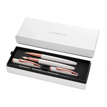 Set de scris Pelikan Jazz Noble Elegance White (stilou și pix, peniță medie) 400197471