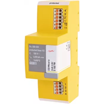 DEHN DVR 2 BY S 150 FM Combined Lightning Current and Surge Arrester Type 1+2, 2-pole, 230 V AC, DIN Rail Mount, with Remote Signalling 928430