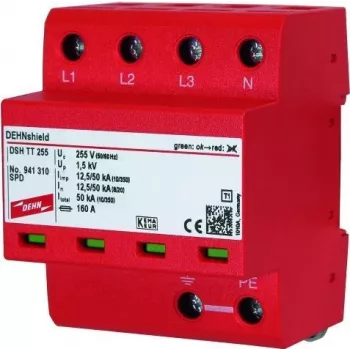 DEHN DSH TT 255 Dispozitiv de protecție la supratensiune tip 2 1+1 poli 230/400V 40kA șină DIN 941310