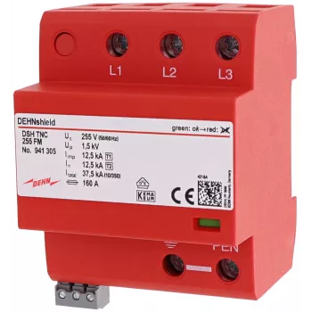 DEHN DSH TNC 255 FM descărcător combinat de trăsnet și supratensiune tip 1+2 pentru sisteme TN-C trifazate 941305