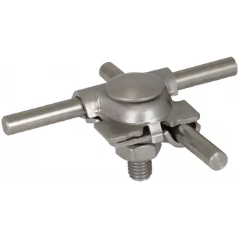 Clemă DEHN MV din oțel inoxidabil V4A pentru conductor rotund de 8-10 mm, șurub cu cap rotund plat (391070)