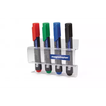 Suport pentru markere din acril magnetoplan, magnetic, pentru 4 markere de tablă, transparent (16712)