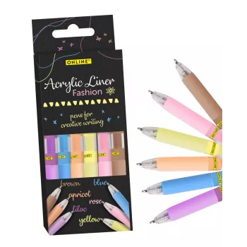 Markere acrilice ONLINE Fashion, culori asortate, 1,0 mm, 6 bucăți (18632/6)