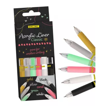 Set de markere acrilice ONLINE® Classic 1,0 mm, 6 culori asortate (18631/6)
