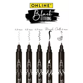 Set de markere acrilice ONLINE Black Lettering, negru, 5 buc. 19114