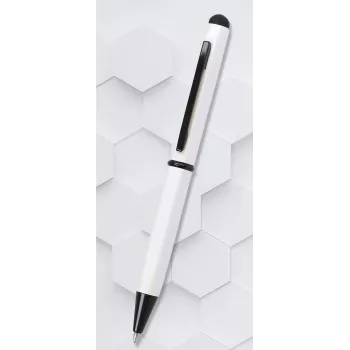 Pix cu stylus ONLINE SCHREIBGERÄTE Hexagon, corp alb, cerneală albastră, stylus capacitiv, mecanism rotativ, aluminiu, 1 buc. (21031/3D)