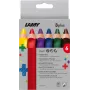 Creioane colorate LAMY 3plus, set de 6, ergonomice triunghiulare, mină extra groasă rezistentă la rupere, culori asortate 1222002
