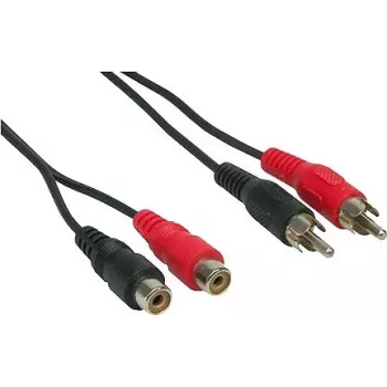 Cablu prelungitor audio stereo Good Connections 2x RCA tată la 2x RCA mamă, 1,5 m, negru AS-2CV2