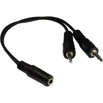 Adaptor audio Y GoodConnections AD-35B2S 3,5 mm stereo mamă la 2x RCA mono tată, 20 cm, nichelat, negru