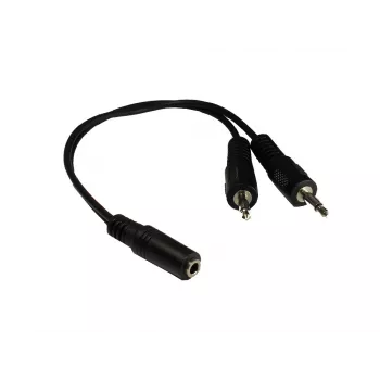 Adaptor audio Y GoodConnections AD-35B2S 3,5 mm stereo mamă la 2x RCA mono tată, 20 cm, nichelat, negru