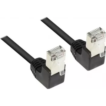 Cablu patch Good Connections Cat 5e F/UTP, 3 m, negru, conectori RJ45 în unghi 90° în jos 805S-030WI