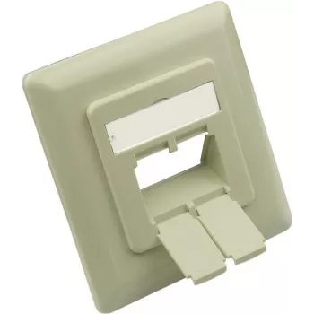 Placă centrală GoodConnections 50x50 mm cu ramă de acoperire 80x80 mm pentru prize de rețea, alb perlat RAL1013 (GC-N0154)