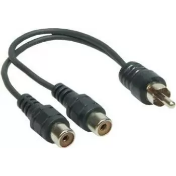 Cablu adaptor audio Good Connections 5901-KA, 1x RCA tată la 2x RCA mamă, 0,2 m, negru
