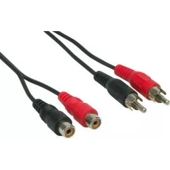 Cablu prelungitor audio RCA GoodConnections 5 m, 2x RCA tată la 2x RCA mamă, stereo, negru AS-5CV2
