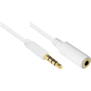 Cablu prelungitor audio 3,5 mm cu 4 poli GoodConnections AS-35V4W2, tată la mamă, alb, 2 m