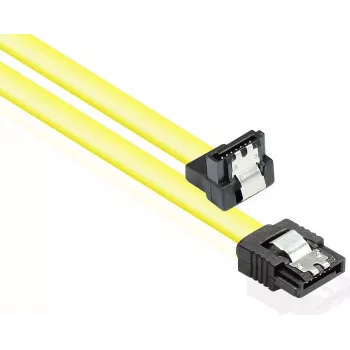 Cablu SATA 6 Gb/s GoodConnections cu clemă metalică, în unghi, 0,50 m, galben 5047-AW05Y