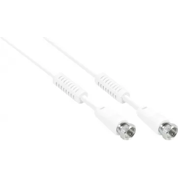 Cablu coaxial cu ștecher F GoodConnections F tată la F tată cu miez de ferită, ecranat 100%, 1,5m, alb (S-FP15W)