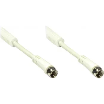Cablu coaxial cu ștecher F GoodConnections F tată la F tată cu miez de ferită, ecranat 100%, 1,5m, alb (S-FP15W)