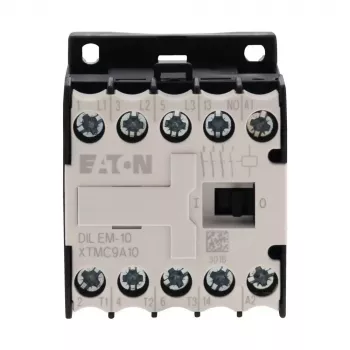 Mini contactor Eaton DILEM-10, 230V AC 50Hz / 240V AC 60Hz, 3 poli, 9A, 1NO, 690V, șină DIN, 051786