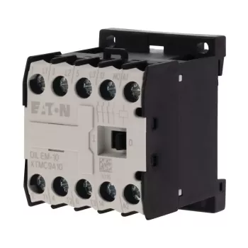 Mini contactor Eaton DILEM-10, 3 poli, bobină 230V AC, 9A, 4kW, IP20, 3NO+1NO, 052302