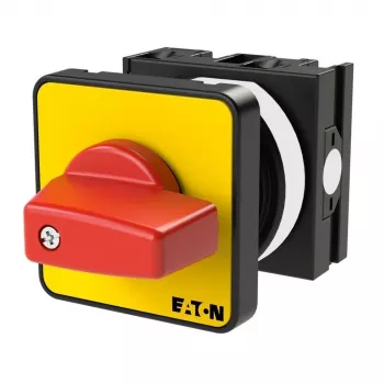 Întrerupător cu came Eaton T0-1-102/E-RT, 2 poli, 20 A, montaj frontal, roșu/galben, 009046