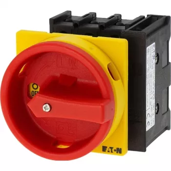 Întrerupător principal EATON P1-32/EA/SVB/HI11, 3 poli, 32 A, montaj pe panou, roșu/galben 072567