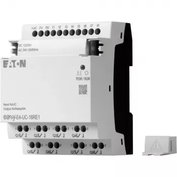 Eaton EASY-E4-UC-16RE1 easyE4 Control Relay, 8 DI, 4 AI, 8 Relay Outputs, Ethernet, LCD, DIN Rail