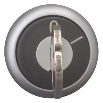 Actuator de comutator selector cu cheie Eaton M22-WRS-MS20, 2 poziții, cu reținere, cheie MS20, inel frontal din metal titan, negru 111779