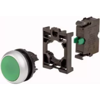 Comutator cu buton de presiune Eaton M22-D-G-K10-BVP, verde, inel frontal din plastic, 1NO 110934