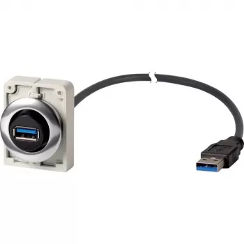 Eaton M30C-FUSB-60 Priză USB 3.0 Type-A de încastrare cu cablu de 1,5 m, inel frontal metalic Y7-187084