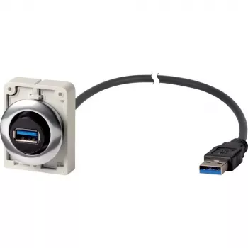 Eaton M30C-FUSB-60 Priză USB 3.0 Type-A de încastrare cu cablu de 1,5 m, inel frontal metalic Y7-187084