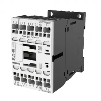 Contactor de putere Eaton DILM9-01(24VD), 3 poli, 9 A, bobină 24 V DC 199238