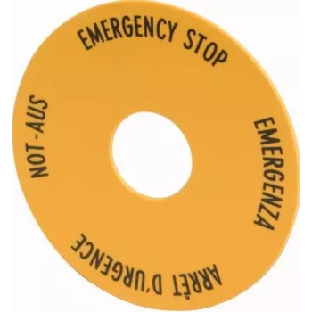 Eaton M22-XAK1 Plăcuță de marcare STOP DE URGENȚĂ, galbenă, 90 mm, IP66 216465