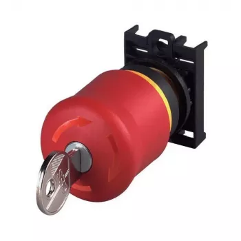 Buton de oprire de urgență Eaton M22-PVS/K01, deblocare cu cheie, 1 NC, montaj frontal 216514