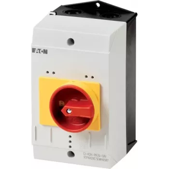 Carcasă goală Eaton CI-K2 cu întrerupător de urgență, 160 x 100 x 130 mm, gri/roșu/galben 219655