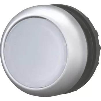 Buton de acționare iluminat Eaton M22-DRL-W, plat, cu reținere, negru/metalic/alb