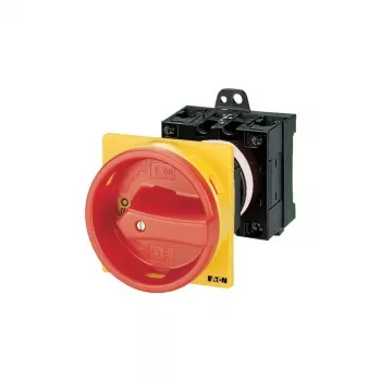 Comutator cu came blocabil Eaton T0-2-1/V/SVB, 20 A, 1 pol, 90°, roșu/galben