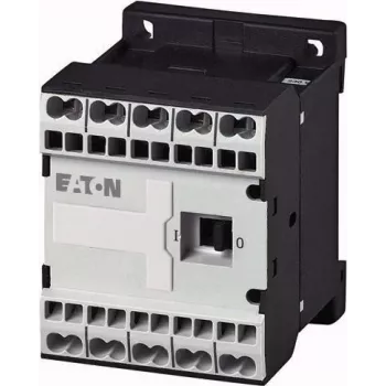 Mini contactor Eaton DILEM-01-G-C(24VDC), 3 poli, 1 NC, bobină 24 V DC, 9 A, 4 kW, IP20, negru/alb 230167