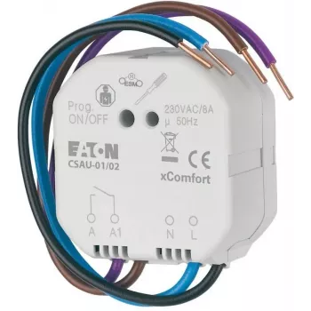 Actor de comutare radio Eaton xComfort, fără potențial, 16 A, 1 canal, montaj îngropat (240694)