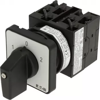 Comutator rotativ Eaton T0-3-8401/E, 3 poli, PORNIT-OPRIT, 20 A, 690 V AC, mâner negru, montaj pe panou frontal 091047