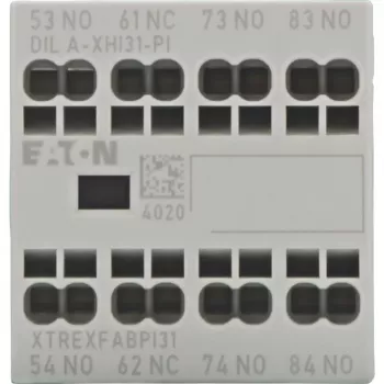 Bloc de contacte auxiliare Eaton DILA-XHI31-PI, 3NO+1NC, montaj frontal, borne cu șurub, pentru contactoare DILM7-DILM38 și relee DILA 199318